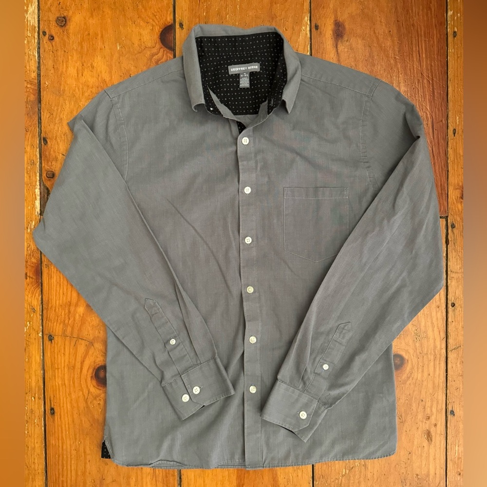 (4/$20) Geoffrey Beene Regular-Fit Grey Dress Shirt